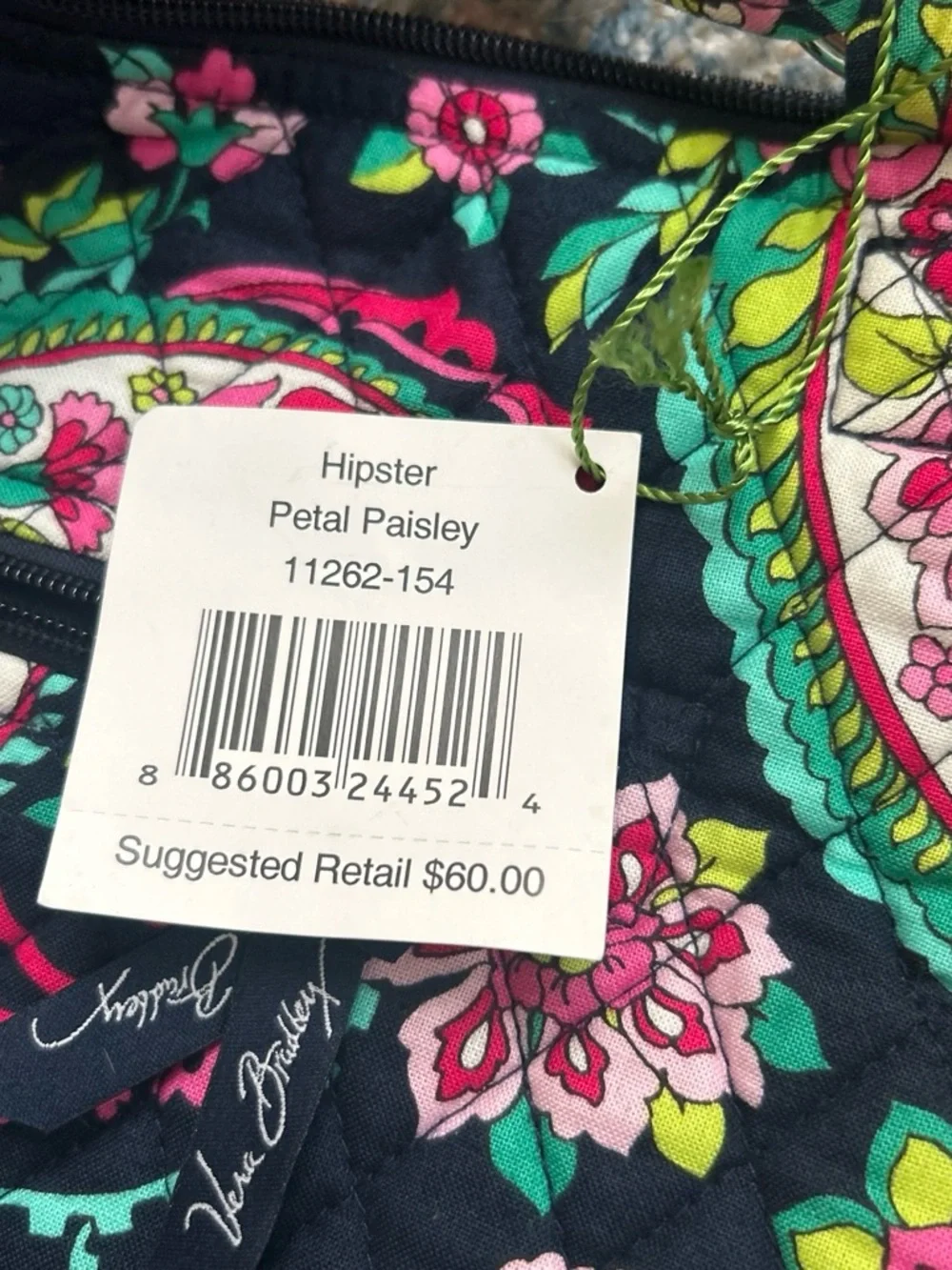 Vera Bradley Navy Tote with Pink and Green Floral Geometric Print